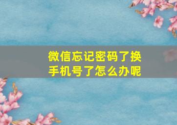 微信忘记密码了换手机号了怎么办呢