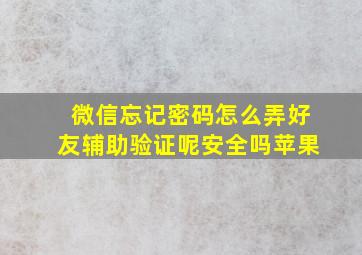 微信忘记密码怎么弄好友辅助验证呢安全吗苹果