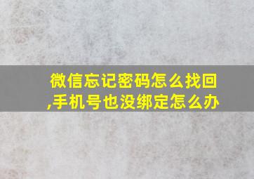 微信忘记密码怎么找回,手机号也没绑定怎么办