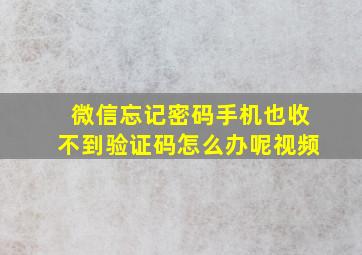 微信忘记密码手机也收不到验证码怎么办呢视频