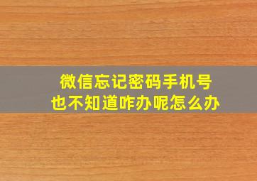 微信忘记密码手机号也不知道咋办呢怎么办