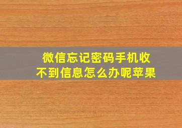 微信忘记密码手机收不到信息怎么办呢苹果