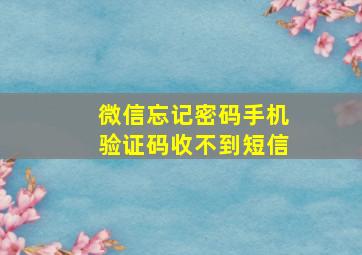 微信忘记密码手机验证码收不到短信