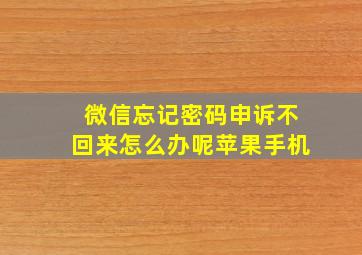 微信忘记密码申诉不回来怎么办呢苹果手机