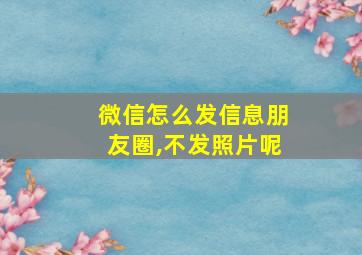 微信怎么发信息朋友圈,不发照片呢