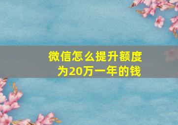 微信怎么提升额度为20万一年的钱