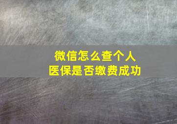 微信怎么查个人医保是否缴费成功