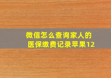 微信怎么查询家人的医保缴费记录苹果12