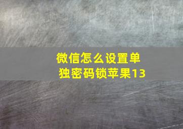 微信怎么设置单独密码锁苹果13