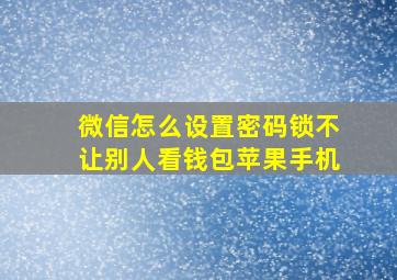 微信怎么设置密码锁不让别人看钱包苹果手机