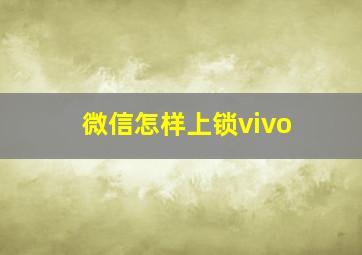 微信怎样上锁vivo