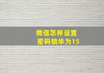 微信怎样设置密码锁华为15