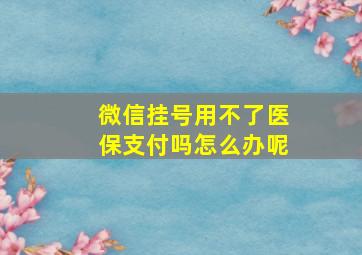 微信挂号用不了医保支付吗怎么办呢