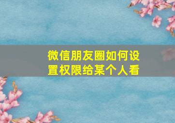 微信朋友圈如何设置权限给某个人看