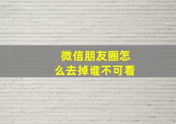 微信朋友圈怎么去掉谁不可看