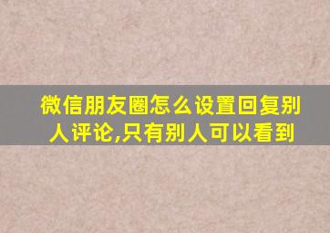 微信朋友圈怎么设置回复别人评论,只有别人可以看到