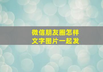 微信朋友圈怎样文字图片一起发