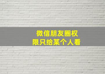 微信朋友圈权限只给某个人看