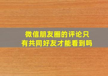 微信朋友圈的评论只有共同好友才能看到吗