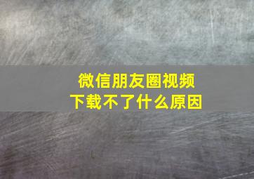 微信朋友圈视频下载不了什么原因