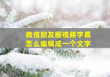 微信朋友圈视频字幕怎么编辑成一个文字