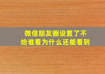 微信朋友圈设置了不给谁看为什么还能看到