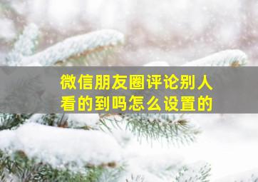 微信朋友圈评论别人看的到吗怎么设置的