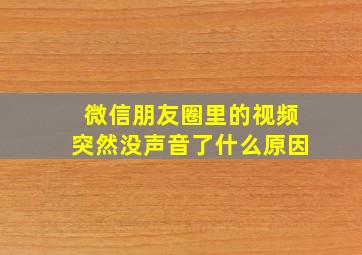 微信朋友圈里的视频突然没声音了什么原因