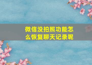 微信没拍照功能怎么恢复聊天记录呢