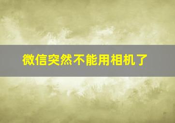 微信突然不能用相机了