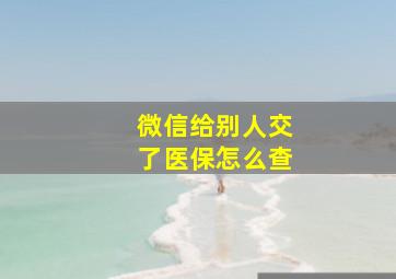 微信给别人交了医保怎么查