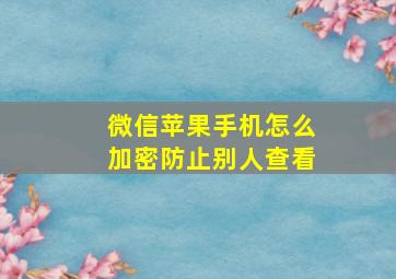 微信苹果手机怎么加密防止别人查看