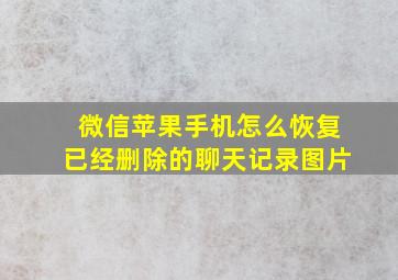 微信苹果手机怎么恢复已经删除的聊天记录图片