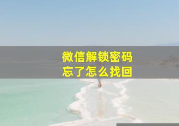 微信解锁密码忘了怎么找回