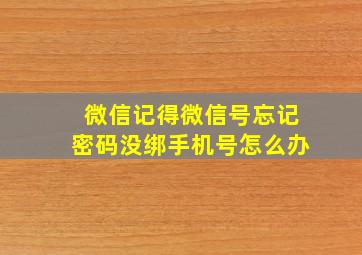 微信记得微信号忘记密码没绑手机号怎么办