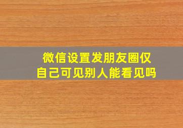 微信设置发朋友圈仅自己可见别人能看见吗