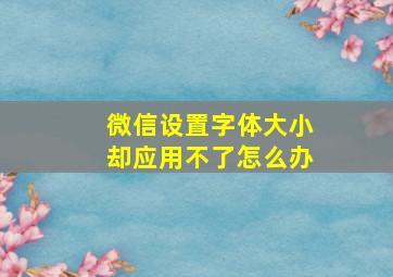 微信设置字体大小却应用不了怎么办