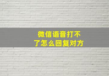 微信语音打不了怎么回复对方