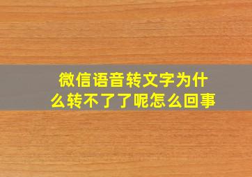 微信语音转文字为什么转不了了呢怎么回事