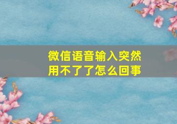 微信语音输入突然用不了了怎么回事