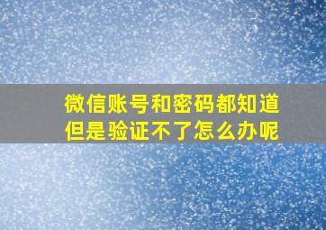 微信账号和密码都知道但是验证不了怎么办呢