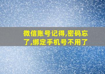 微信账号记得,密码忘了,绑定手机号不用了