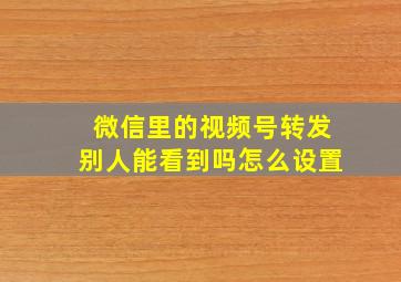 微信里的视频号转发别人能看到吗怎么设置