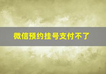 微信预约挂号支付不了