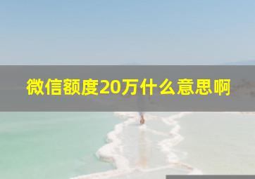 微信额度20万什么意思啊