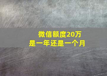 微信额度20万是一年还是一个月