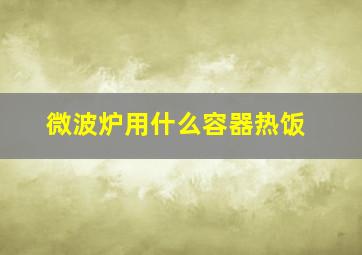 微波炉用什么容器热饭