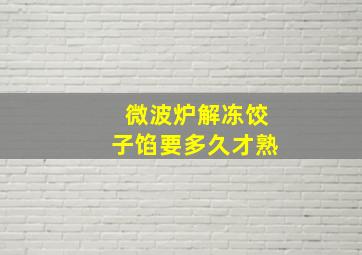 微波炉解冻饺子馅要多久才熟