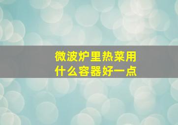 微波炉里热菜用什么容器好一点