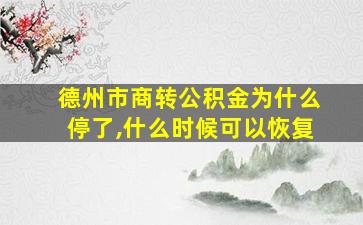 德州市商转公积金为什么停了,什么时候可以恢复